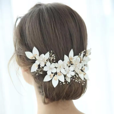 Charming Bridal Handmade Hair Accessories Leather Flower Crystal Barrette Jewelry Headband Women Wedding Hair Clip