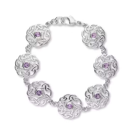 Sterling Silver Bracelet Amethyst Celtic Scottish Fine Jewellery for Women