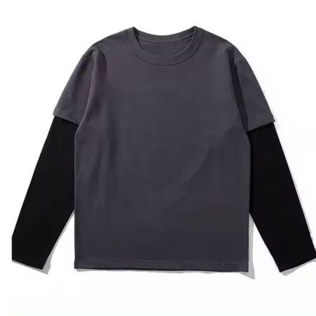 Blank Double Layer Sleeve Tee Shirt Unisex 2 In 1 Double Layer Long Sleeve T Shirt