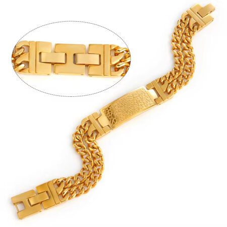 Jewerly popular 18K gold filled double chain Cuban bracelet women and men